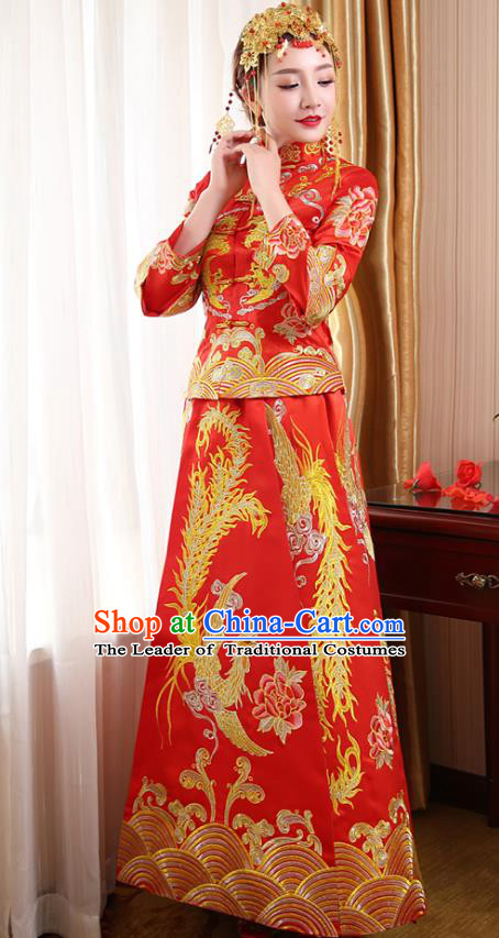 Traditional Chinese Wedding Costumes Traditional Xiuhe Suits Ancient Chinese bridal Full Dress