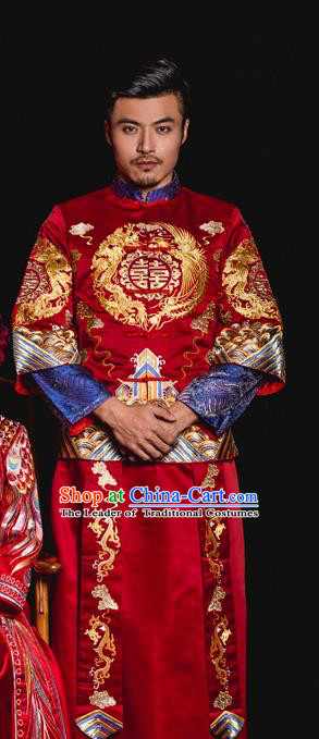Chinese Traditional Embroidery Wedding Costume China Ancient Bridegroom Tang Suit Embroidered Clothing for Men