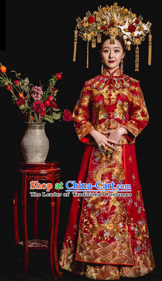 Traditional Chinese Wedding Costumes Traditional Xiuhe Suits Ancient Chinese bridal Full Dress