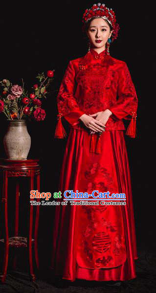 Traditional Chinese Wedding Costumes Traditional Xiuhe Suits Ancient Chinese bridal Full Dress