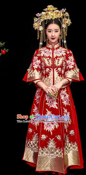 Traditional Chinese Wedding Costumes Traditional Xiuhe Suits Ancient Chinese bridal Full Dress