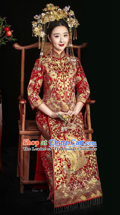 Traditional Chinese Wedding Costumes Traditional Xiuhe Suits Ancient Chinese bridal Full Dress