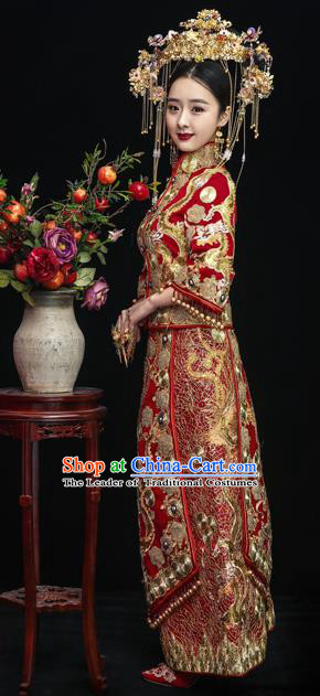 Traditional Chinese Wedding Costumes Traditional Xiuhe Suits Ancient Chinese bridal Full Dress