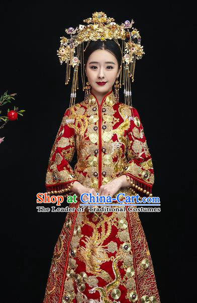 Traditional Chinese Wedding Costumes Traditional Xiuhe Suits Ancient Chinese bridal Full Dress