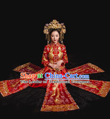 Traditional Chinese Wedding Costumes Traditional Xiuhe Suits Ancient Chinese bridal Full Dress
