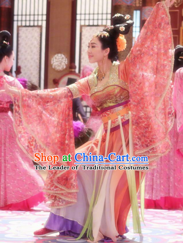 Chinese Ancient Palace Lady Hanfu Tang Dynasty Imperial Concubine Queen Embroidered Historical Costumes for Women