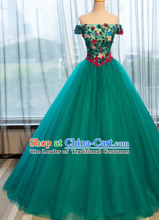 Top Grade Advanced Customization Green Veil Bubble Dress Wedding Dress Compere Bridal Full Dress for Women