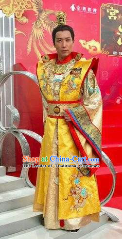 Chinese Tang Dynasty Monarch Li longji Dragon Robe Ancient Emperor Embroidered Costumes for Men