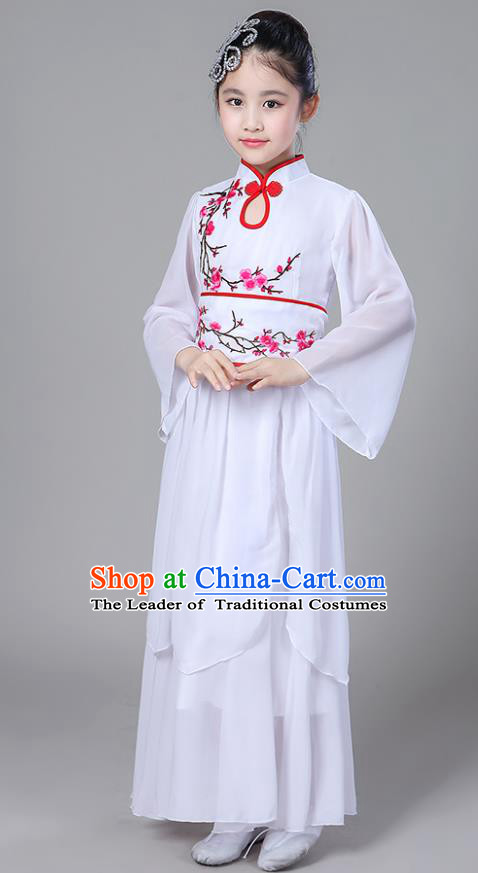 Chinese Traditional Folk Dance Costumes Children Classical Dance Embroidered Red Plum Blossom Clothing for Kids