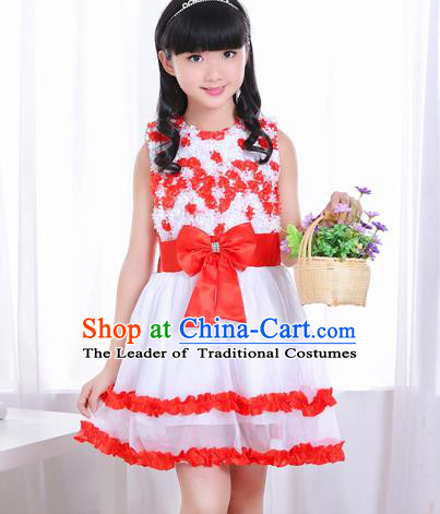 Top Grade Chorus Costumes Stage Performance Red Bubble Dress Children Modern Dance Clothing for Kids