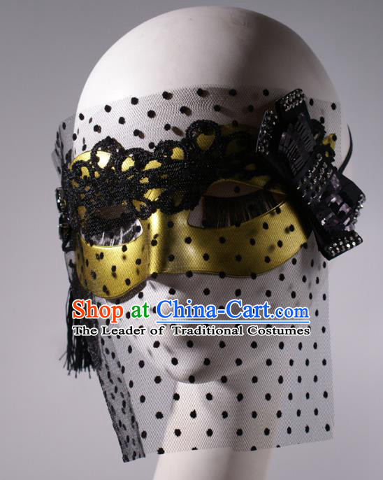 Halloween Fancy Ball Props Exaggerated Face Mask Stage Performance Accessories Golden Masks