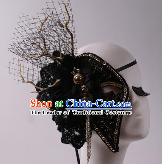 Halloween Fancy Ball Props Half Face Mask Stage Performance Accessories Black Masks