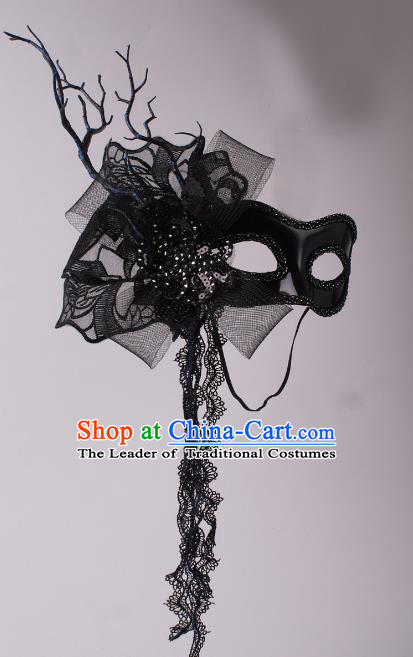 Halloween Fancy Ball Props Half Face Mask Stage Performance Accessories Black Tassel Masks