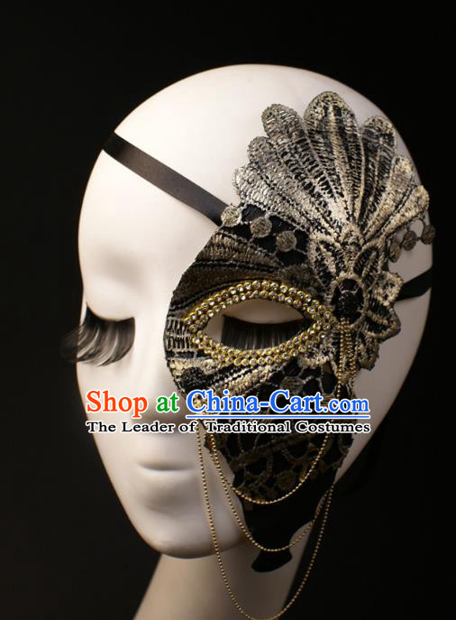 Halloween Exaggerated Half Face Mask Fancy Ball Props Stage Performance Accessories Christmas Mysterious Masks