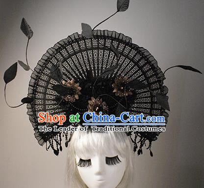 Top Grade China Catwalks Hair Accessories Halloween Modern Fancywork Fan-Shape Hair Clasp Headwear