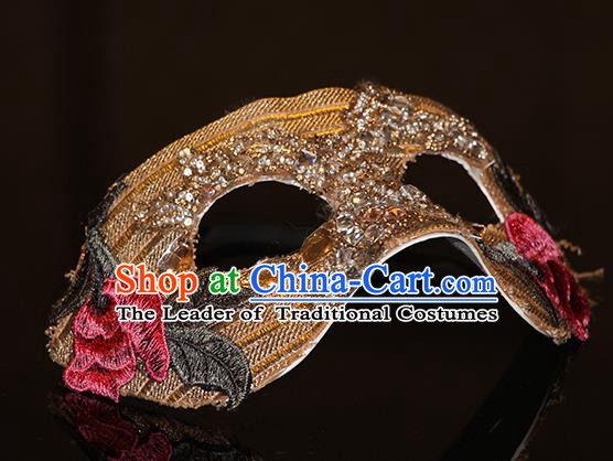 Halloween Catwalks Venice Face Mask Fancy Ball Embroidered Golden Masks Christmas Exaggerated Feather Masks