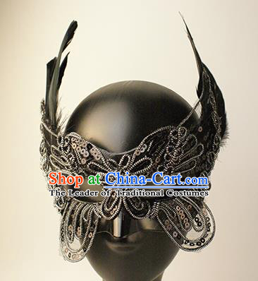 Halloween Exaggerated Black Lace Butterfly Face Mask Venice Fancy Ball Props Catwalks Accessories Christmas Mysterious Masks