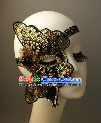 Halloween Exaggerated Golden Butterfly Face Mask Venice Fancy Ball Props Catwalks Accessories Christmas Masks