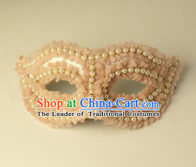 Halloween Exaggerated Pink Flowers Pearls Face Mask Venice Fancy Ball Props Catwalks Accessories Christmas Masks