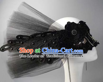 Halloween Exaggerated Queen Black Peacock Face Mask Venice Fancy Ball Props Catwalks Accessories Christmas Masks