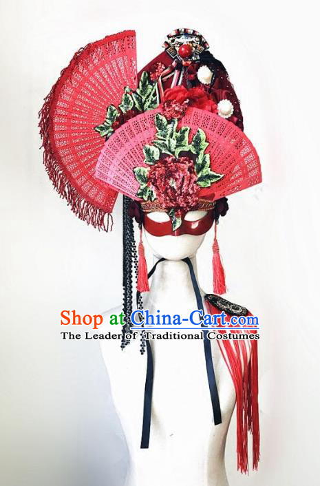 Top Grade Chinese Traditional Catwalks Hair Accessories Exaggerated Halloween Modern Fancywork Wedding Headwear