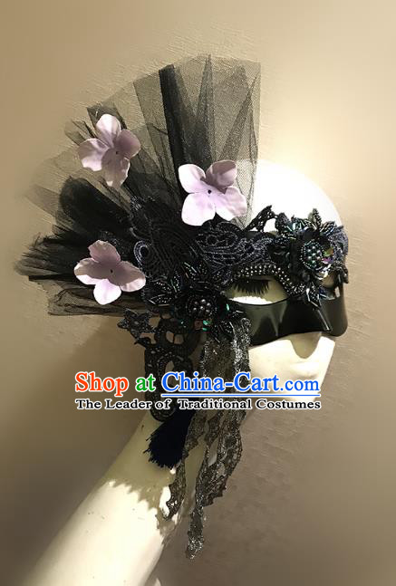 Halloween Venice Exaggerated Black Lace Face Mask Fancy Ball Props Catwalks Accessories Christmas Masks