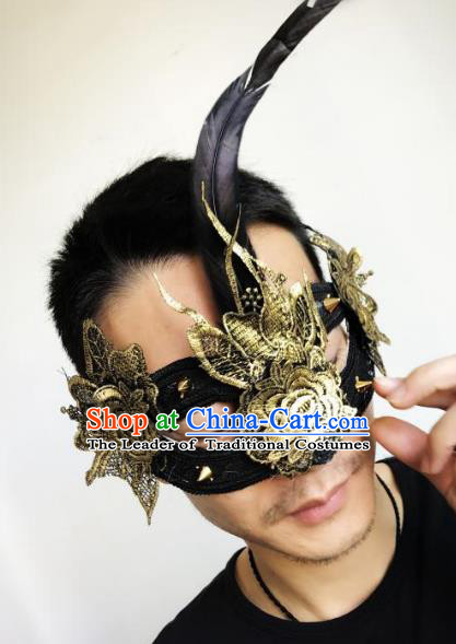 Halloween Catwalks Venice Golden Lace Face Mask Fancy Ball Props Accessories Christmas Exaggerated Masks