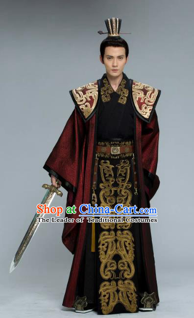 Chinese Ancient Southern and Northern Dynasties Prime Minister Yuwen Hu Embroidered Historical Costume for Men