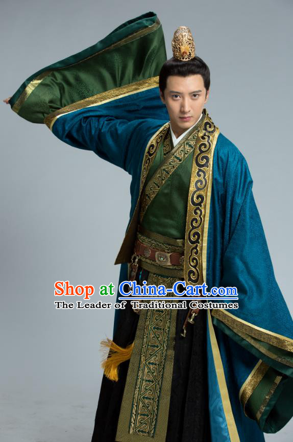 Chinese Ancient Monarch Clothing Northern Zhou Dynasty Imperial Emperor Yuwen Yong Historical Costume for Men