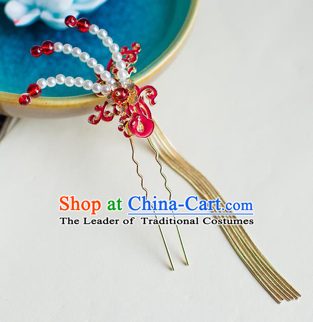 Chinese Traditional Palace Hair Accessories Xiuhe Suit Tassel Step Shake Ancient Hairpins for Women