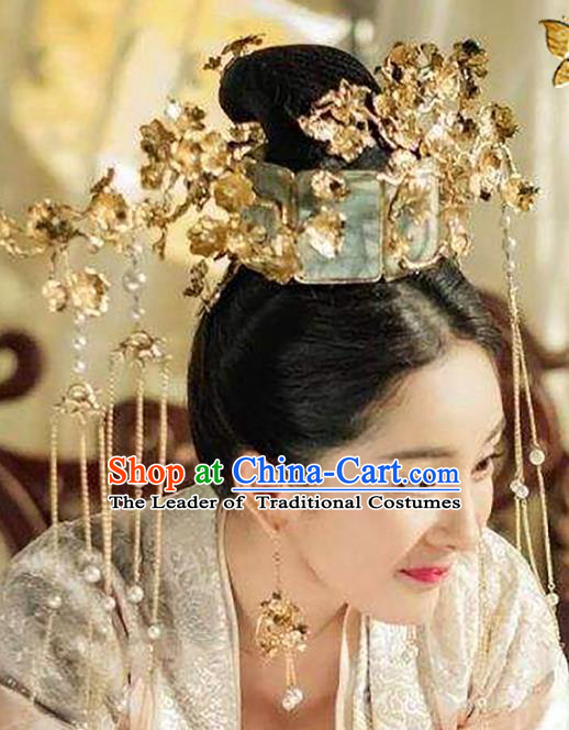 Chinese Traditional Wedding Hair Accessories Ancient Bride Tassel Hairpins Queen Phoenix Coronet Headwear for Women