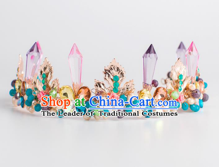 Baroque Bride Hair Accessories Purple Crystal Royal Crown Wedding Princess Classical Imperial Crown for Women
