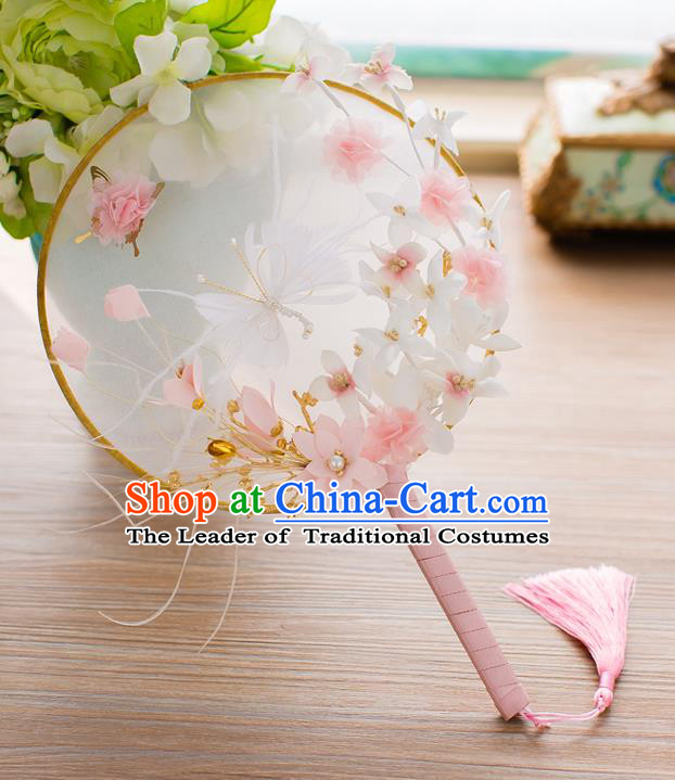 Chinese Classical Bride Accessories Wedding Fans Palace Butterfly Round Fans for Women