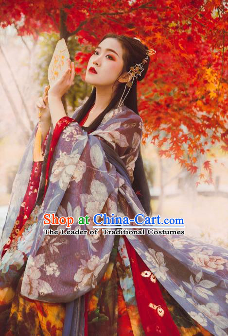 Chinese Ancient Palace Lady Hanfu Tang Dynasty Imperial Concubine Queen Embroidered Historical Costumes for Women
