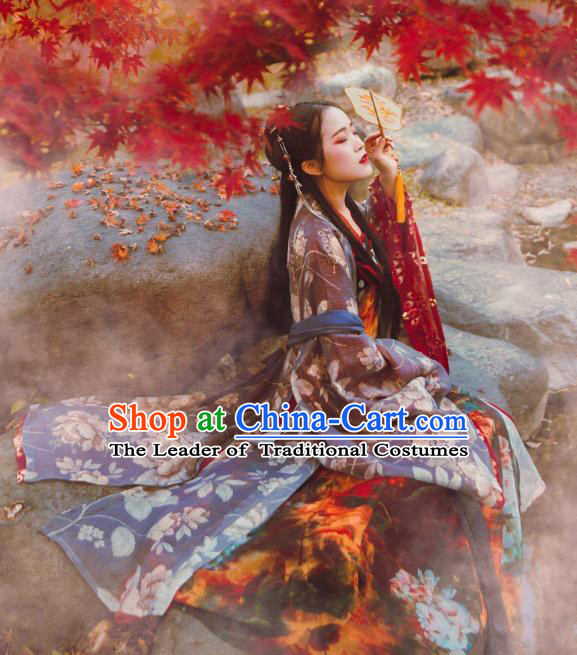 Chinese Traditional Palace Lady Hanfu Dress China Ancient Tang Dynasty Princess Costumes Complete Set