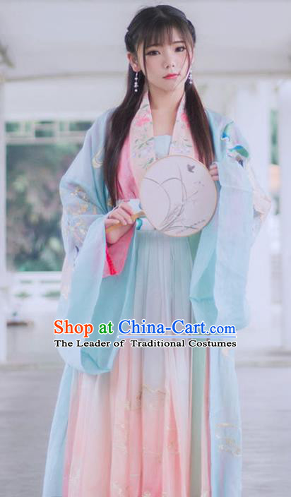 Chinese Ancient Song Dynasty Princess Embroidered Costumes Palace Lady Traditional Hanfu Dress for Women