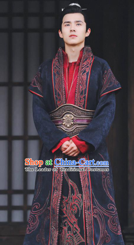 Chinese Ancient Nobility Childe Clothing Television Drama Nirvana in Fire Swordsman Xiao Pingjing Embroidered Replica Costume for Men