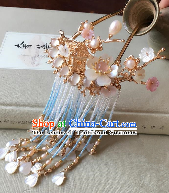 Traditional Handmade Chinese Ancient Classical Hair Accessories Hairpins Tassel Step Shake for Women