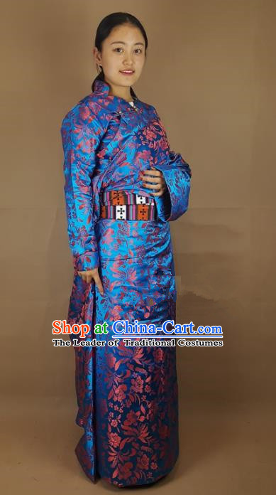 Traditional Chinese Zang Nationality Dance Costume China Tibetan Minority Enthic Clothing