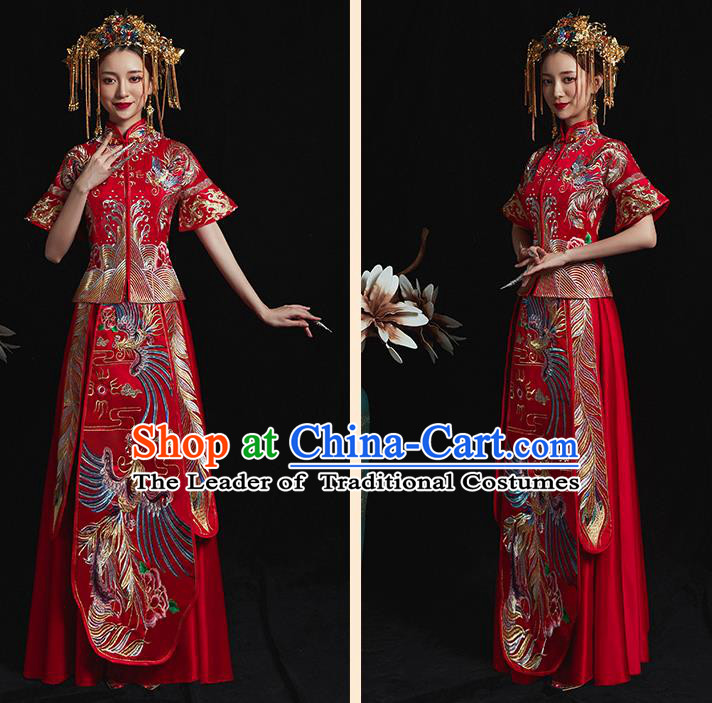 Traditional Chinese Wedding Costumes Traditional Xiuhe Suits Ancient Chinese bridal Full Dress