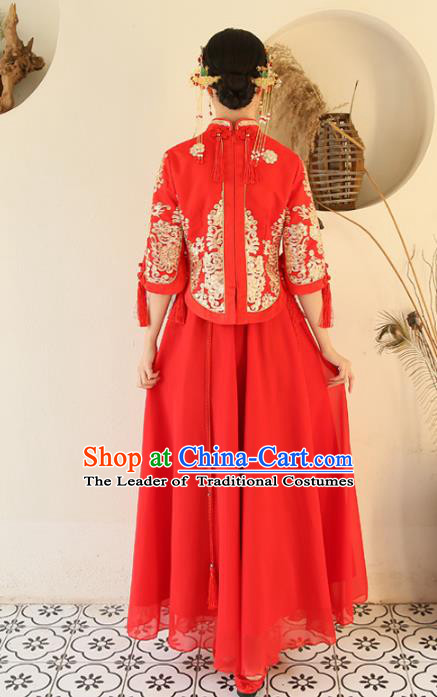 Traditional Chinese Wedding Costumes Traditional Xiuhe Suits Ancient Chinese bridal Full Dress