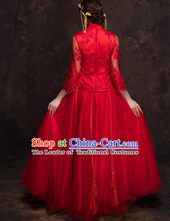 Traditional Chinese Wedding Costumes Traditional Xiuhe Suits Ancient Chinese bridal Full Dress