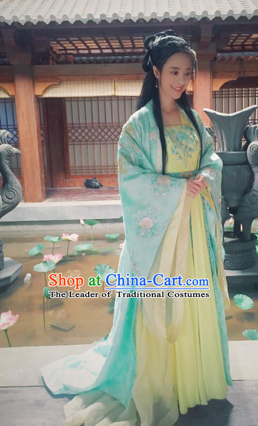 Chinese Ancient Northern and Southern Dynasties Nobility Lady Hanfu Dress Replica Costumes for Women