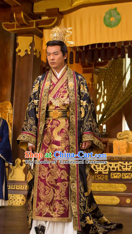 Chinese Ancient Emperor Costume Northern and Southern Dynasties Monarch Replica Costumes for Men