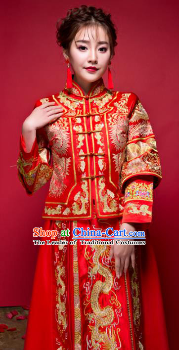 Traditional Chinese Wedding Costumes Traditional Xiuhe Suits Ancient Chinese bridal Full Dress