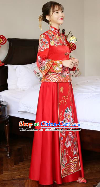 Traditional Chinese Wedding Costumes Traditional Xiuhe Suits Ancient Chinese bridal Full Dress