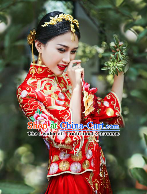 Traditional Chinese Wedding Costumes Traditional Xiuhe Suits Ancient Chinese bridal Full Dress