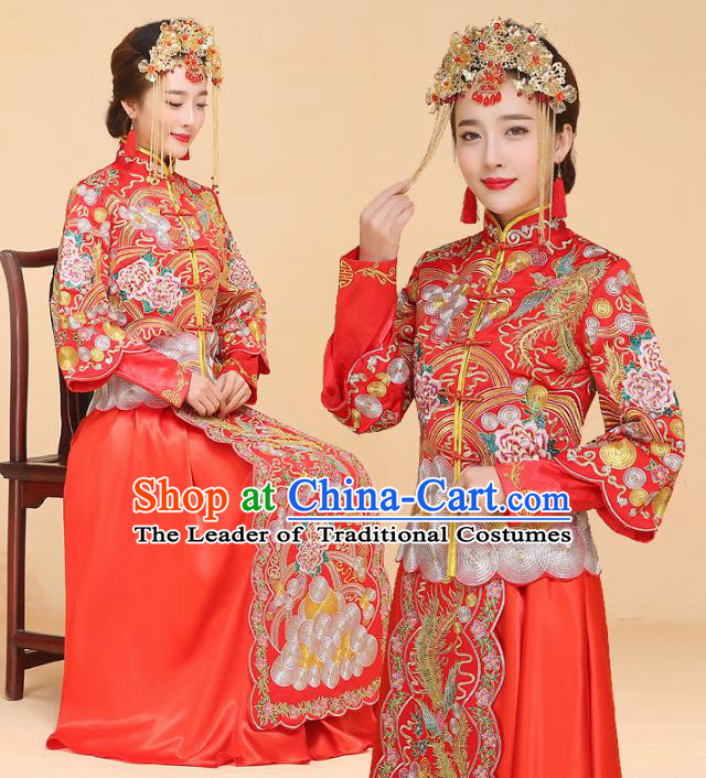 Traditional Chinese Wedding Costumes Traditional Xiuhe Suits Ancient Chinese bridal Full Dress