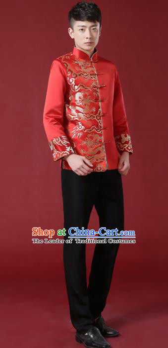 Chinese Traditional Wedding Embroidered Costume Ancient Bridegroom Xiuhe Suit Tang Suit Clothing for Men