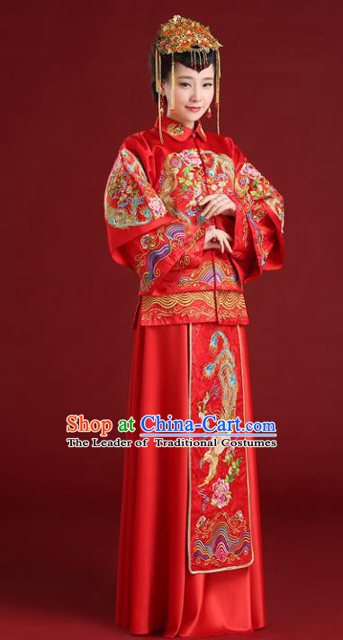 Traditional Chinese Wedding Costumes Traditional Xiuhe Suits Ancient Chinese bridal Full Dress